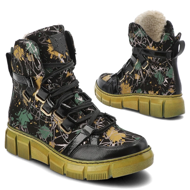 Šnúrovacie Členkové Topánky Maciejka - 06158-07/00-4 Żółty Zielony Czarny