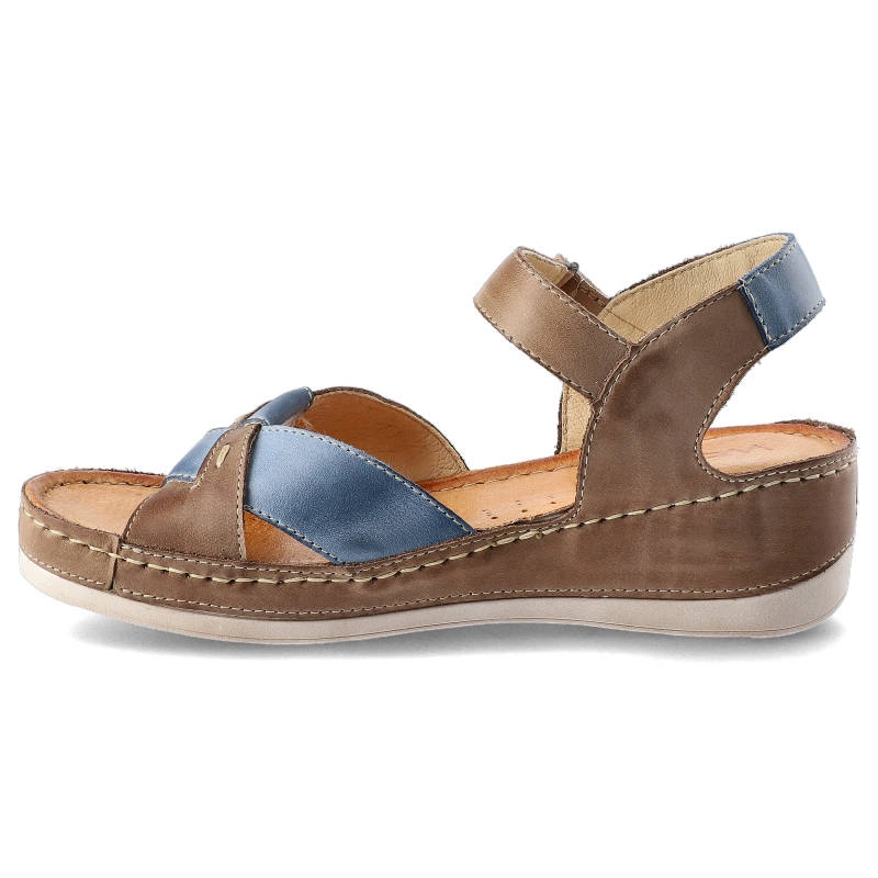 Sandále Wasak - 0473 Cappuccino+Jeans