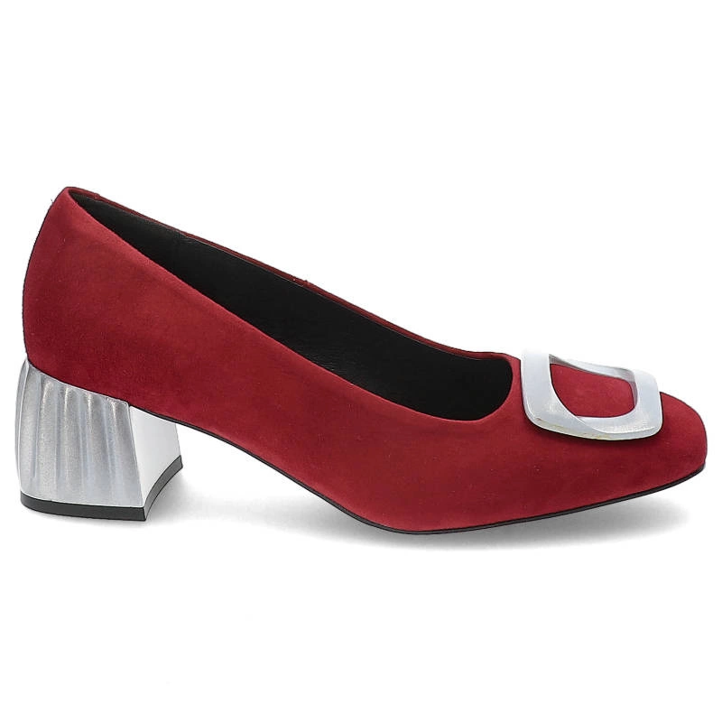 Lodičky Espirito - C-1198/4 Czerwony Zamsz/Ozdoba