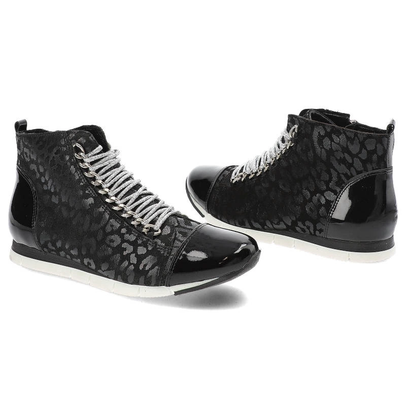 Členkové Topánky Carinii - B3333 _-037-F98-000-B11 Lakier Czarny/Welur 78+Folia25