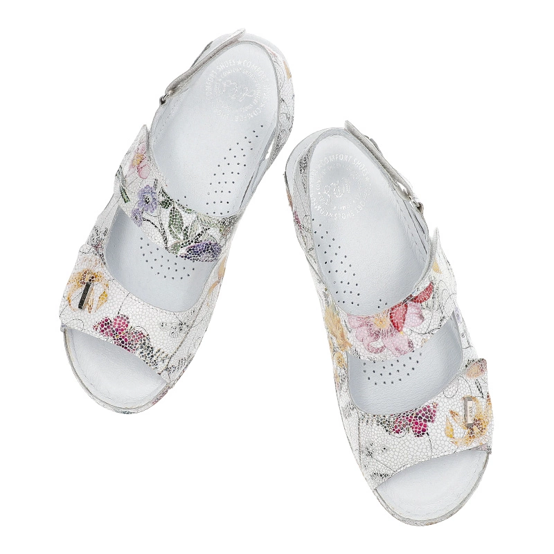 Sandále Armodo - 1032 Kwiaty Na Białym C70