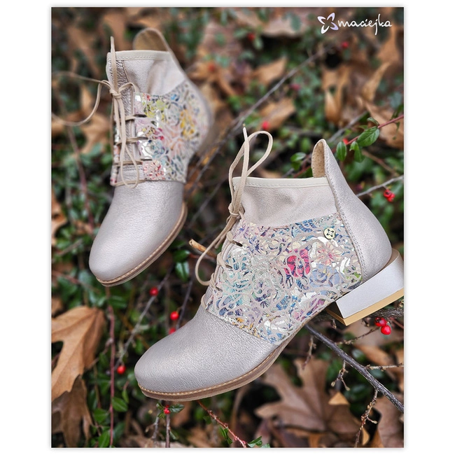 Šnúrovacie Členkové Topánky Maciejka - 04744-25/00-5 Złoto+Kwiaty