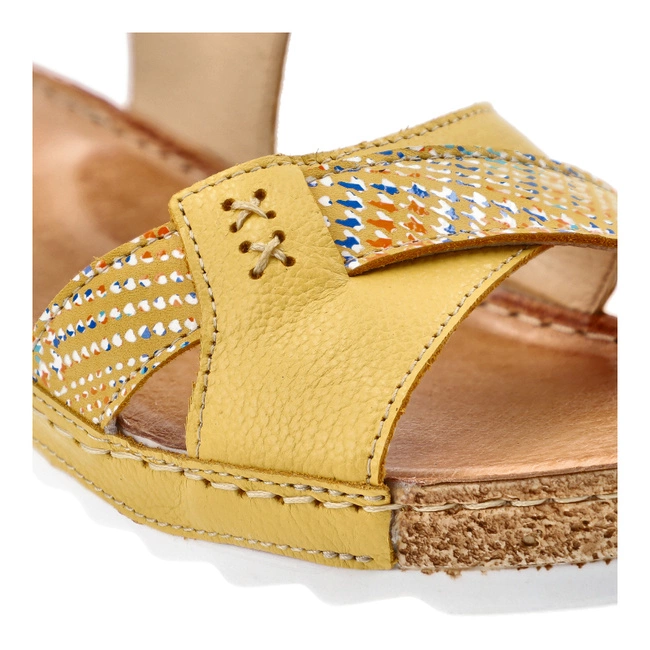 Sandále WASAK - 0620 Żółty Groszek+Kratka