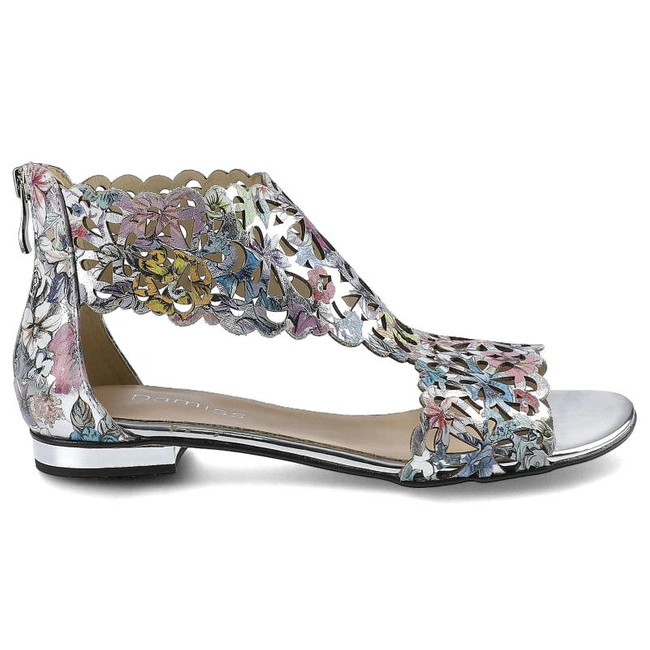 Sandále Damiss - DS-399 Srebro Kwiaty