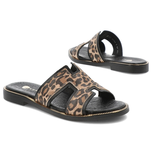 Šľapky ARMODO - 40383 Bf. Czarny+Lampart Beż