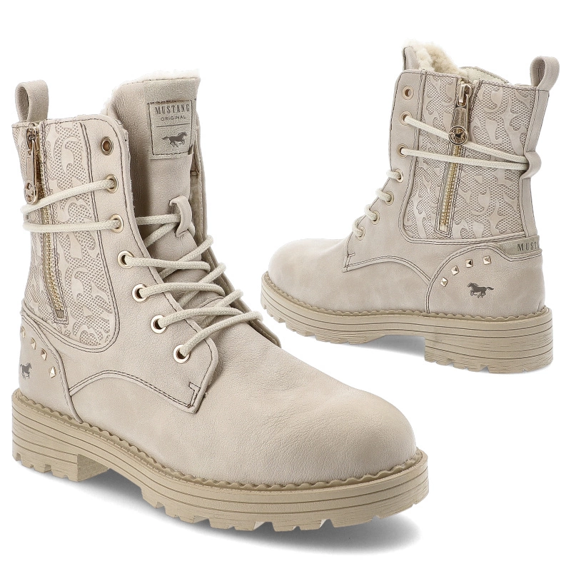 Šnúrovacie Členkové Topánky MUSTANG - 1472-603-243 Ivory