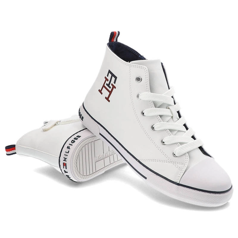 Plátenky Tommy Hilfiger - T3X9-32452-1355100-High Top Lace-Up Sneaker White 100