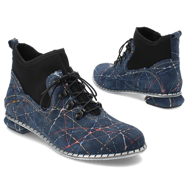 Šnúrovacie Členkové Topánky Simen - 6608A Marineblau/Schwarz
