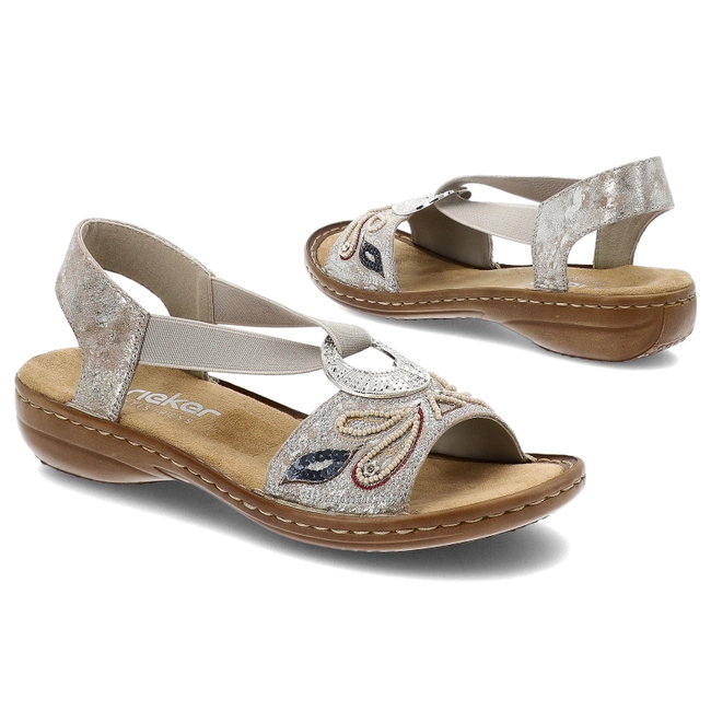 Sandále RIEKER - 608B4-90 Metallic