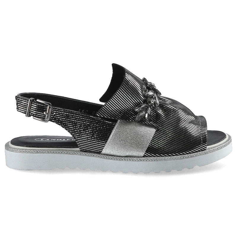 Sandále Lanqier - 46C0819 Czarny/Srebrny 400