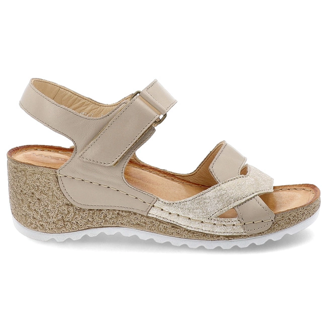 Sandále WASAK - 0757 Beż+Złota Mozaika