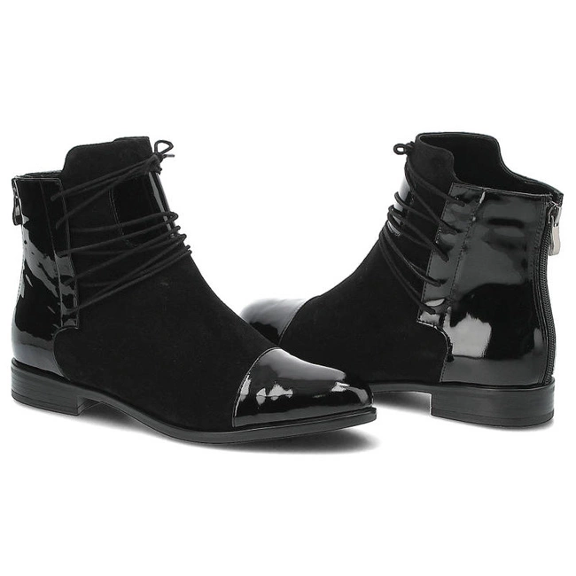 Členkové Topánky Damiss - DS-288 Czarny Welur/Czarny Lak