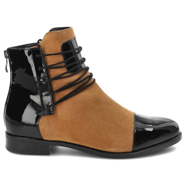 Členkové Topánky Damiss - DS-288 Czarny Lak/Camel Welur