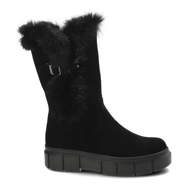 Čižmy Armodo - 5-1434-021 Czarny Welur + Królik