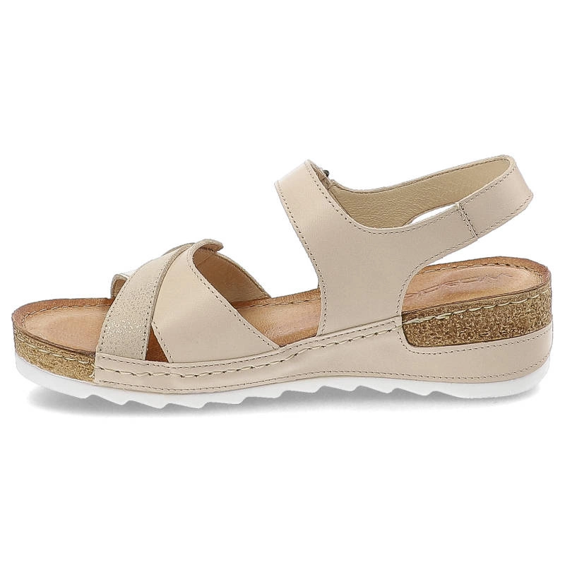 Sandále Wasak - 0620 Beż+Złoty