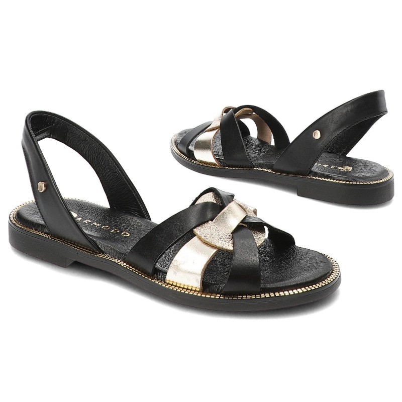Sandále Armodo - 40382 Bf.Czarny+Polla Zł.+Bf.Złoto