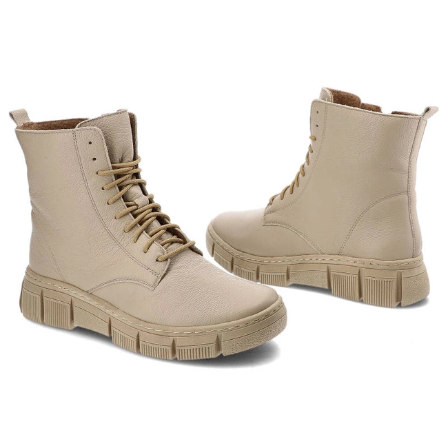 Šnúrovacie Členkové Topánky Wasak - 0660 Ecru Groszek