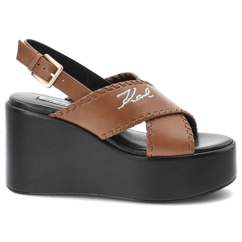 Sandále KARL LAGERFELD - KL33372 020 Tan Lthr W/Black
