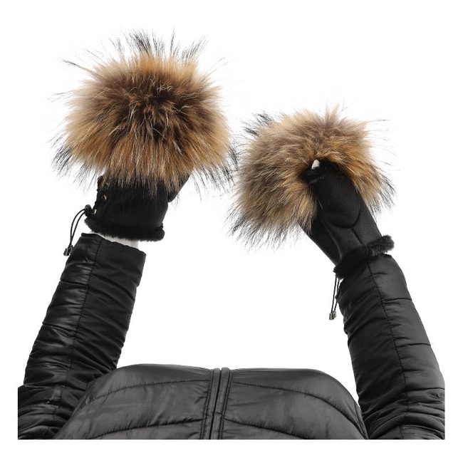 Bezprsté Rukavice Luka-Pelli - Rękawiczki Bez Palców Z Naturalnym Futrem Jenot Brąz