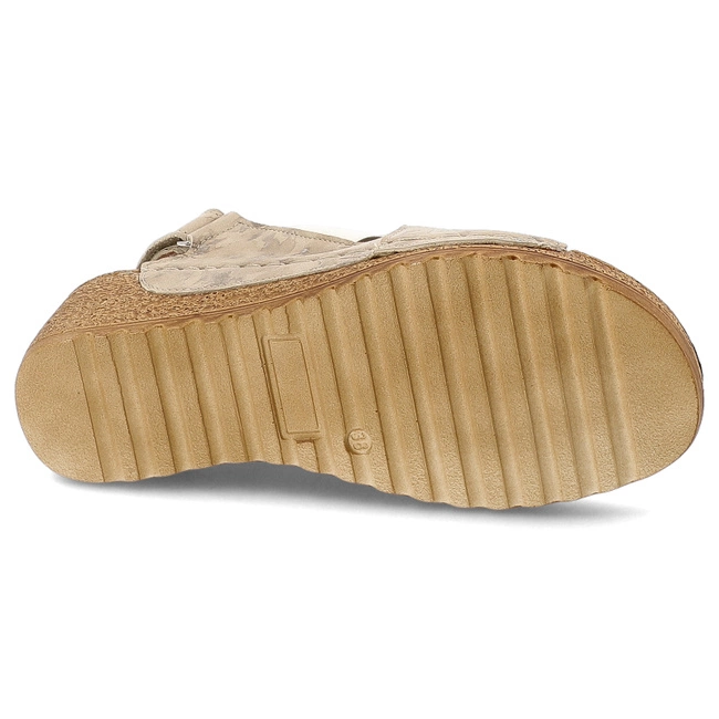 Sandále ARMODO - 50110 Kwiaty Beż+Złoty