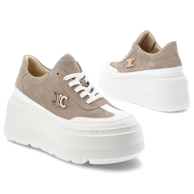 Tenisky ARMODO - N1233 Beż Welur/Biały 444/528