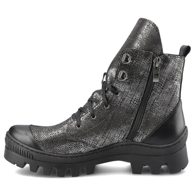 Členkové Topánky Damiss - DS-473 Nikiel Len/Czarne Lico