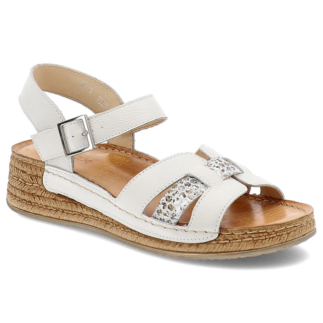 Sandále WASAK - 0719 Biały Groszek+Kwiaty