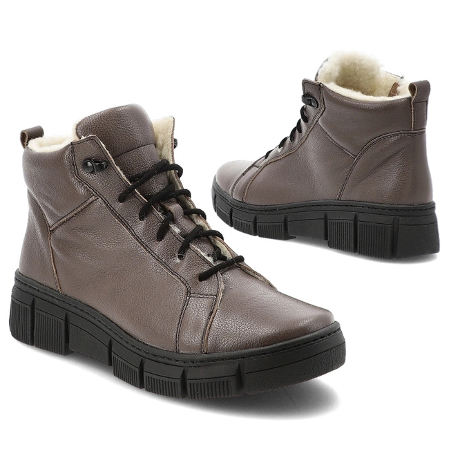 Šnúrovacie Členkové Topánky WASAK - 0699 Kakao/Wełna