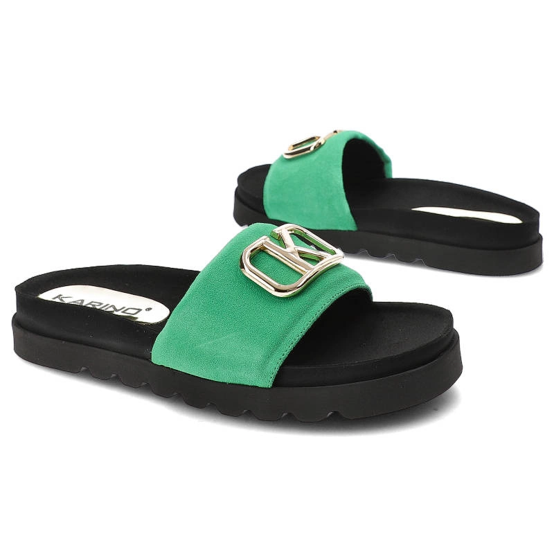 Šľapky Karino - 4196/066-P Zielony/Welur