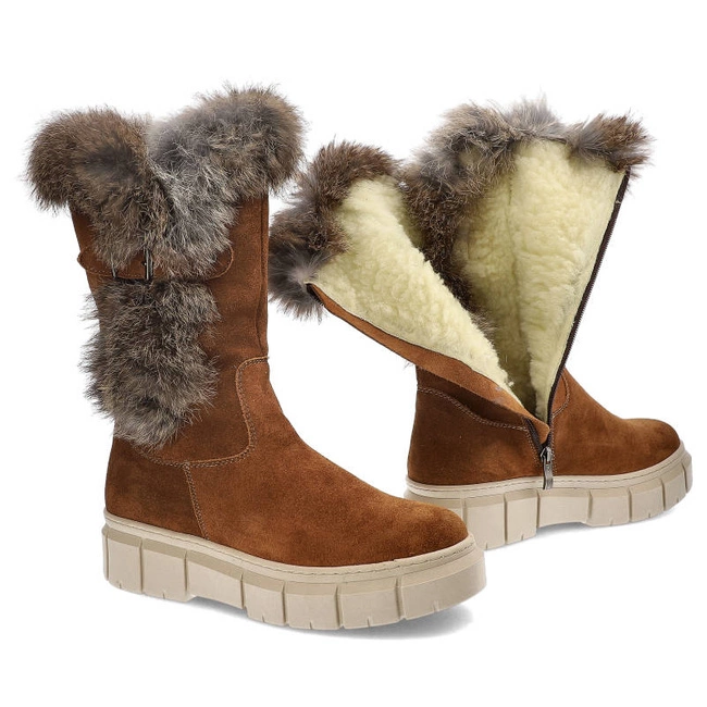 Čižmy Pollonus - 5-1434-006 Rudy Welur+Królik