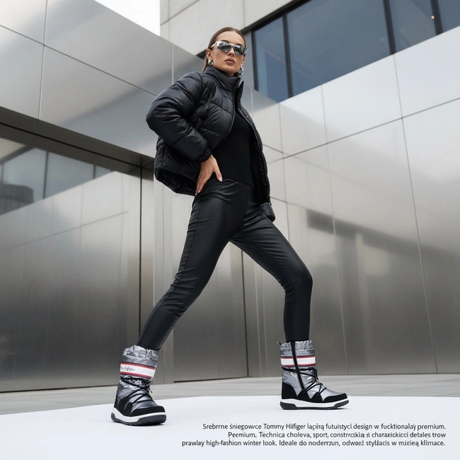 Snehule Tommy Hilfiger - T3A6-32436-1485918-Snow Boot Dark Silver 918