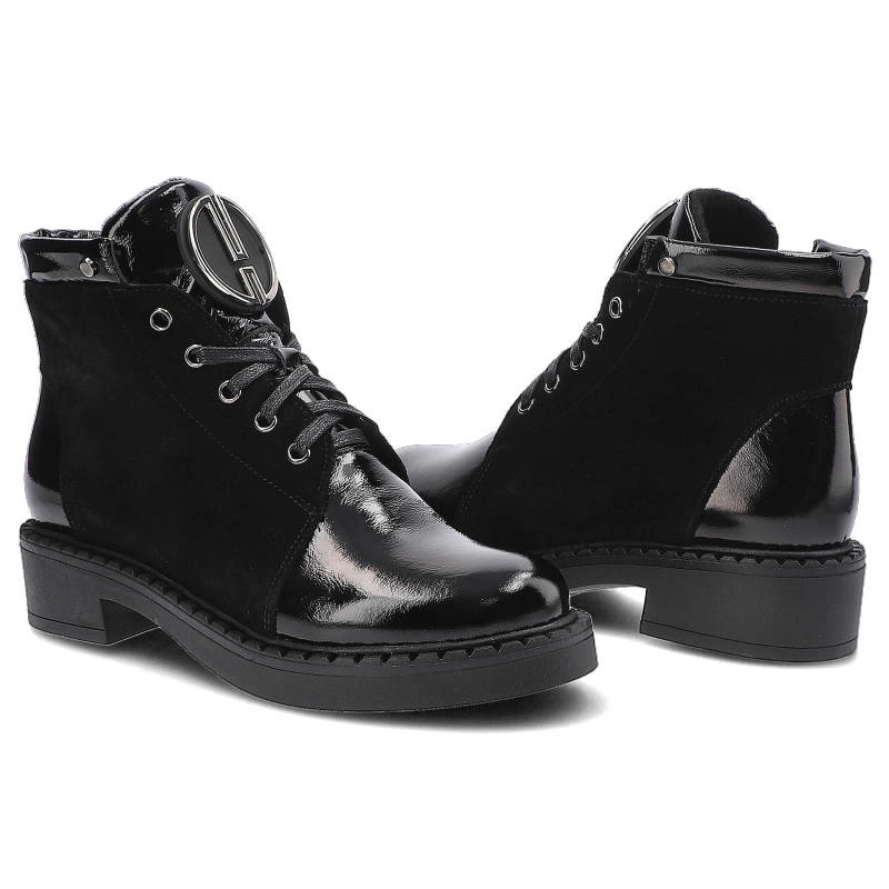 Členkové Topánky Pollonus - 5-1329-003 Czarny Naplak/Czarny Welur