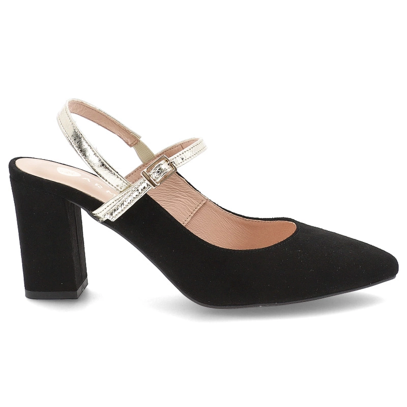 Lodičky ARMODO - 867/2/A Czarny Zamsz/Złoty