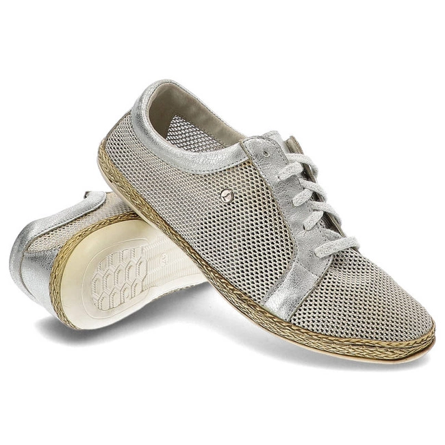 Espadrilky Lemar - 10044 Siatka/przec.Kryształ Srebrny