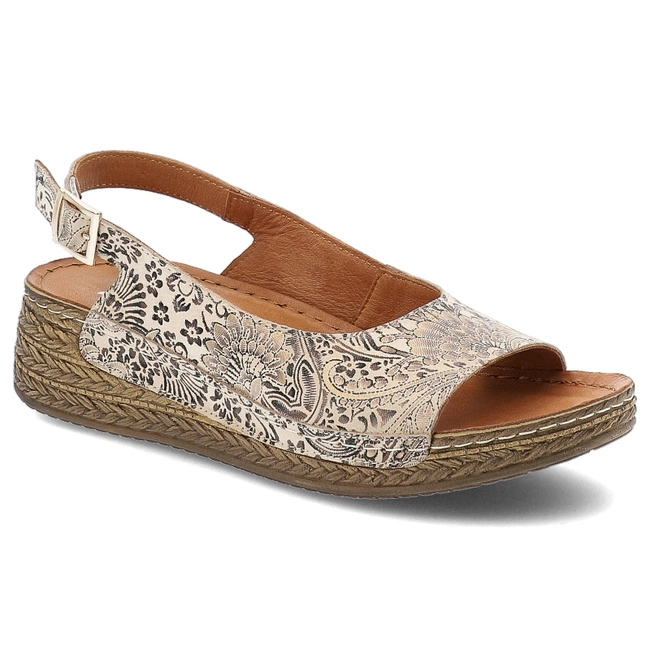 Sandále MACIEJKA - L7069-04/00-1 Beż Kwiaty