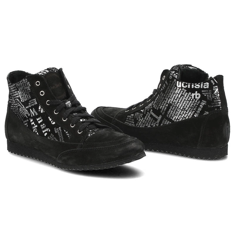 Tenisky Chebello - 513 Czarny Nubuk/Sr.Gazeta