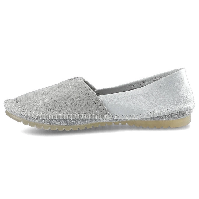 Baleríny Maciejka - 01930-05/00-0 Biały Srebrne Paski