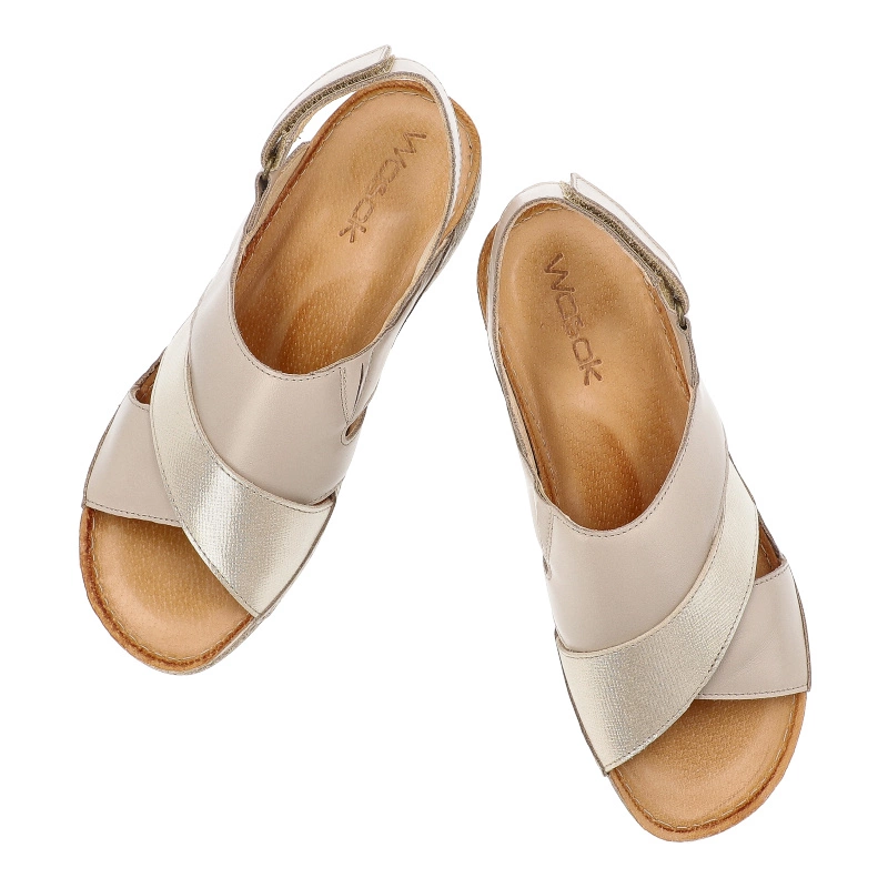 Sandále WASAK - 0493 Beż+Złoto Prada