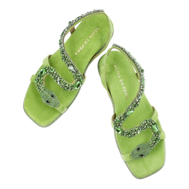 Sandále Alma en Pena - V240840 Suede Lime
