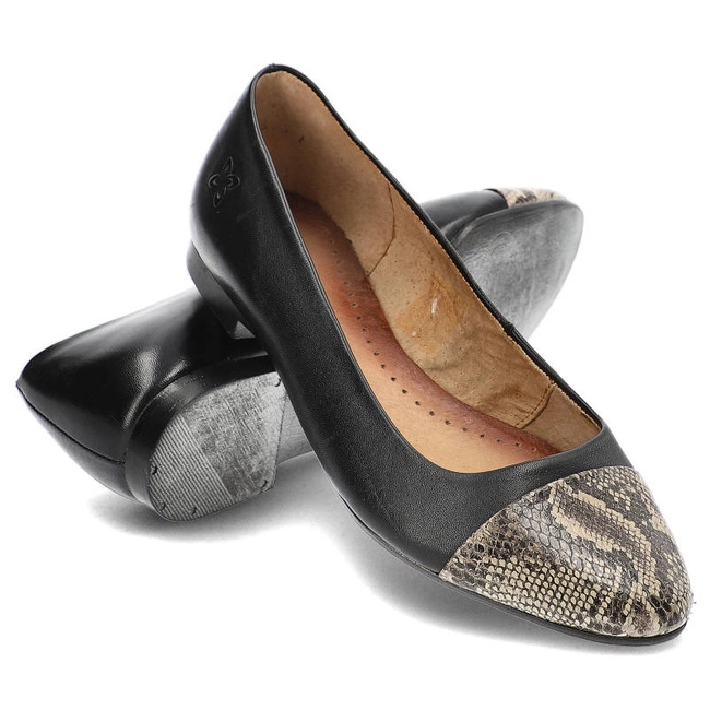 Baleríny Maciejka - 00879-19/00-1 Czarny/Wąż