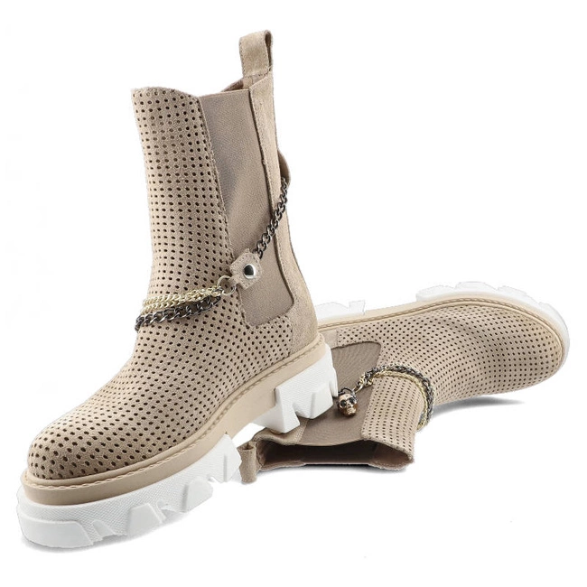 Členkové Topánky Carinii - B7023_-O17-000-000-E37 SDWE1553/1 Beż