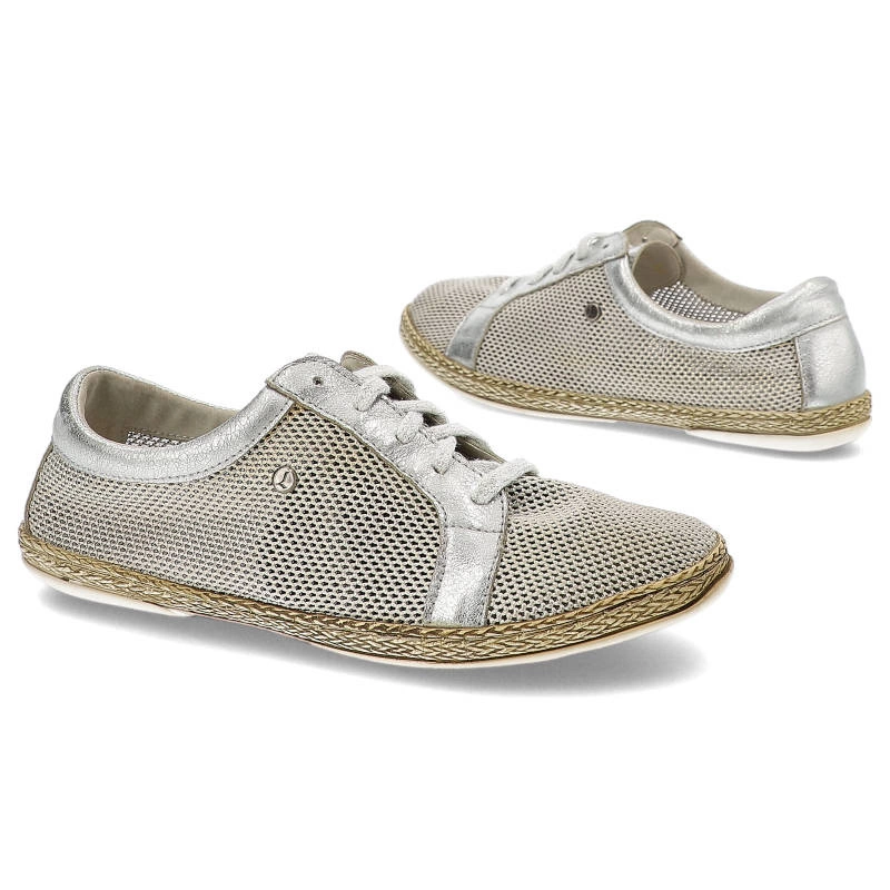 Espadrilky Lemar - 10044 Siatka/przec.Kryształ Srebrny