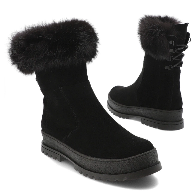 Členkové Topánky Armodo - 5-1713-003 Czarny Welur+Królik