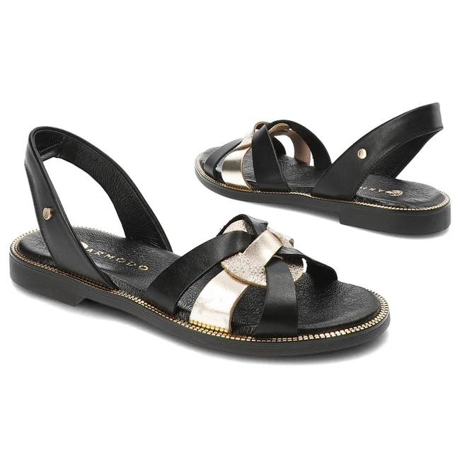 Sandále Armodo - 40382 Bf.Czarny+Polla Zł.+Bf.Złoto