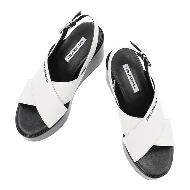 Sandále KARL LAGERFELD - KL33325 010 White Lthr W/Black