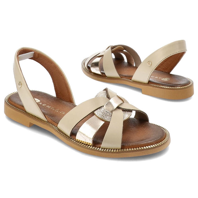 Sandále Armodo - 40382 Bf.Beż+Polla Zł.+Bf.Złoto