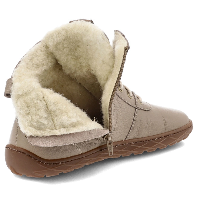 Šnúrovacie Členkové Topánky Barefoot WASAK - 0768 Latte Groszek