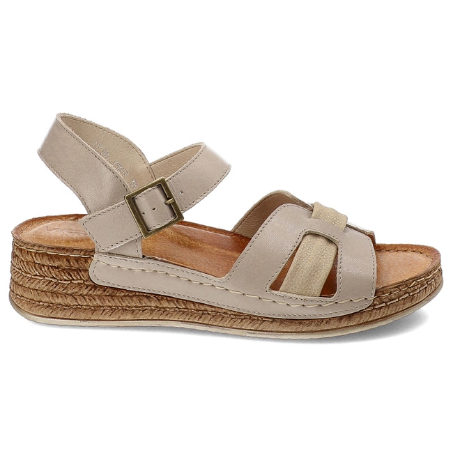 Sandále Wasak - 0719 Beż+Złoty