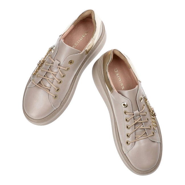 Tenisky Damiss - DS-719 Beż Lico/Złoto