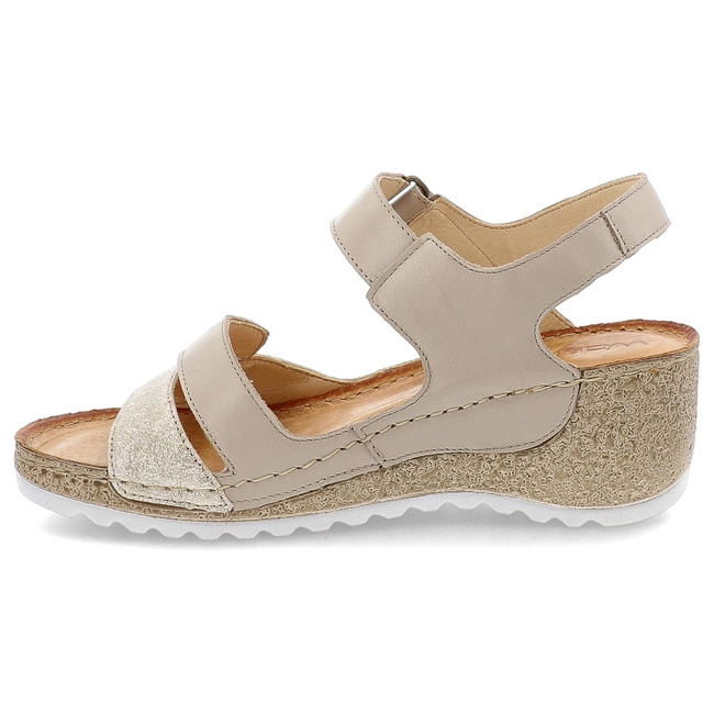 Sandále WASAK - 0757 Beż+Złota Mozaika